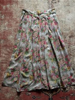 Vintage 1970's Floral Midi Skirt